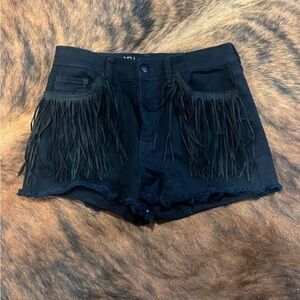 Black Fringed Women's Shorts